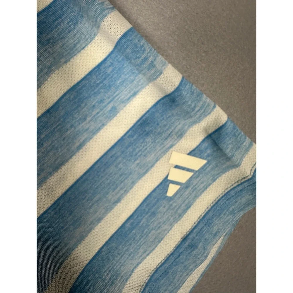 NEW Adidas USGA Polo Shirt Mens Large Blue White Striped Golf Performance Rugby